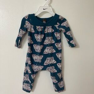 Tea Collection Teal and Pink Butterfly Footie